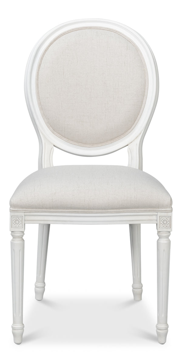 Sarreid Oval Side Chair Set Of 2 - Elegant Cortina Finish With Performance Cream Upholstery For Comfort White  54174