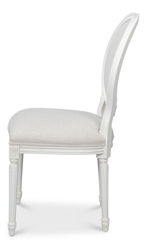 Sarreid Oval Side Chair Set Of 2 - Elegant Cortina Finish With Performance Cream Upholstery For Comfort White  54174