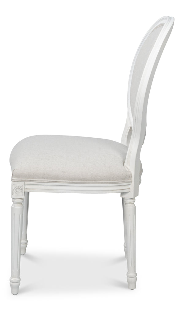 Sarreid Oval Side Chair Set Of 2 - Elegant Cortina Finish With Performance Cream Upholstery For Comfort White  54174