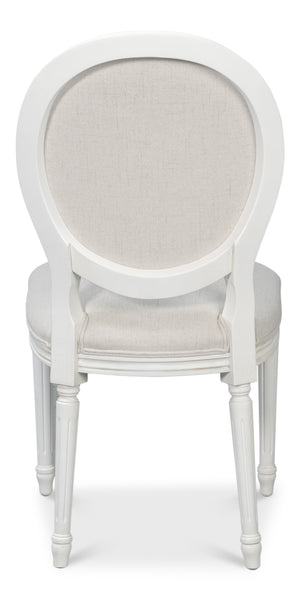 Sarreid Oval Side Chair Set Of 2 - Elegant Cortina Finish With Performance Cream Upholstery For Comfort White  54174