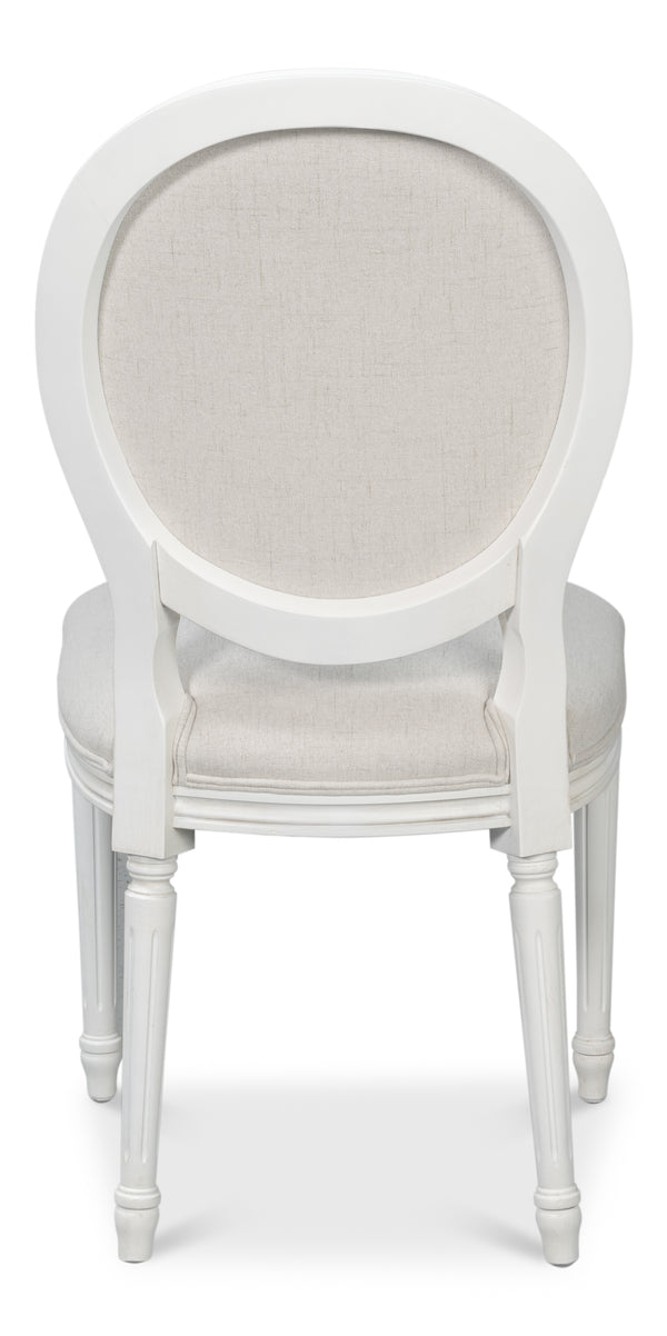 Sarreid Oval Side Chair Set Of 2 - Elegant Cortina Finish With Performance Cream Upholstery For Comfort White  54174