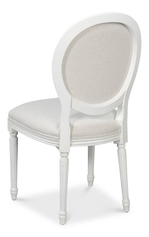 Sarreid Oval Side Chair Set Of 2 - Elegant Cortina Finish With Performance Cream Upholstery For Comfort White  54174