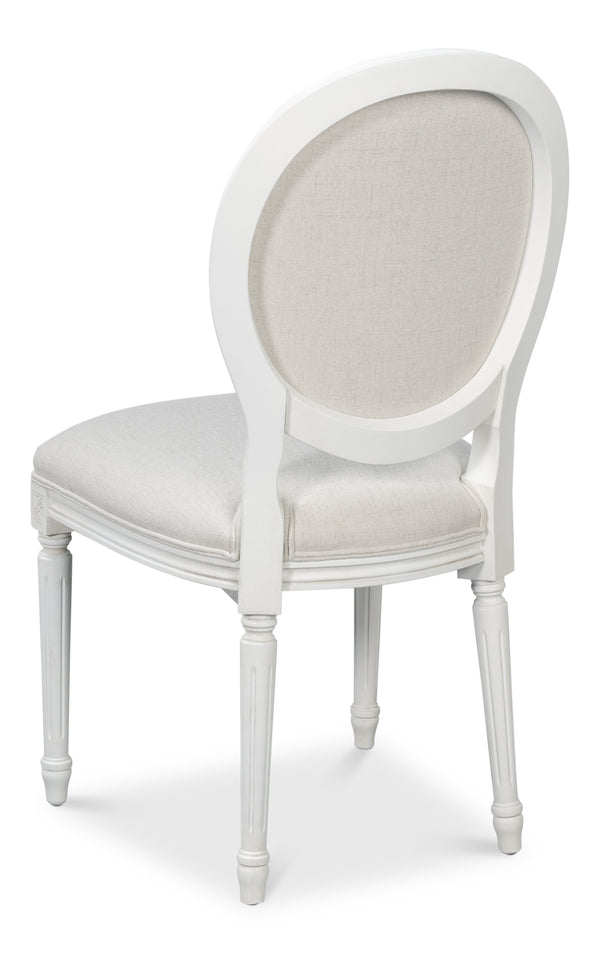 Sarreid Oval Side Chair Set Of 2 - Elegant Cortina Finish With Performance Cream Upholstery For Comfort White  54174