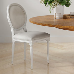 Sarreid Oval Side Chair Set Of 2 - Elegant Cortina Finish With Performance Cream Upholstery For Comfort White  54174