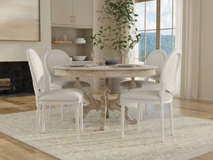 Sarreid Oval Side Chair Set Of 2 - Elegant Cortina Finish With Performance Cream Upholstery For Comfort White  54174