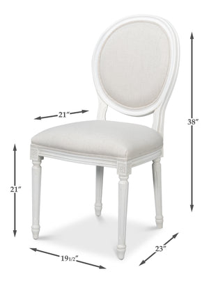Sarreid Oval Side Chair Set Of 2 - Elegant Cortina Finish With Performance Cream Upholstery For Comfort White  54174