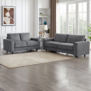 English Elm Modern Minimalist Corduroy Sectional Sofa Set In Grey - Stylish, Durable, And Perfect For Any Home! B347S00010