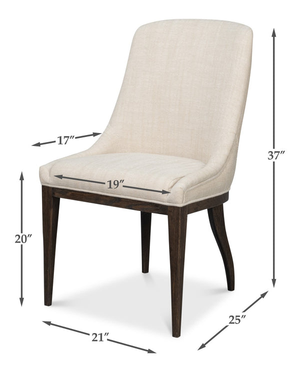 Sarreid Emilio Dining Chair Grey - Elegant 100% Polyester Upholstery With Sturdy Oak Frame & Dark Finish Grey  54175