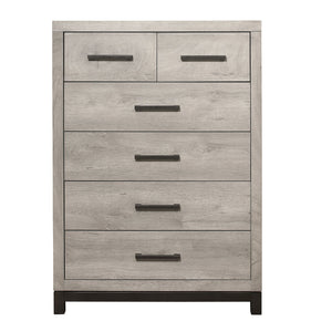 English Elm Two-Tone Gray Zephyr 5-Drawer Bedroom Chest with Metal Bar Hardware, Modern Melamine Finish, 34"x17"x48.5" B011P366066