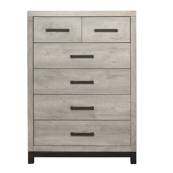 English Elm Two-Tone Gray Zephyr 5-Drawer Bedroom Chest with Metal Bar Hardware, Modern Melamine Finish, 34"x17"x48.5" B011P366066