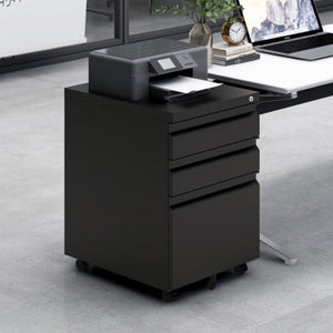 English Elm 3-drawer Rolling Steel File Cabinet Fully Assembled with Lock and Pen Tray for Office Black T3625P495548