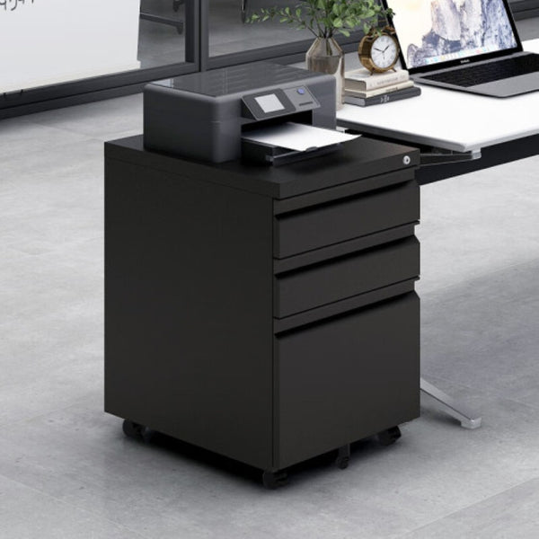 English Elm 3-drawer Rolling Steel File Cabinet Fully Assembled with Lock and Pen Tray for Office Black T3625P495548