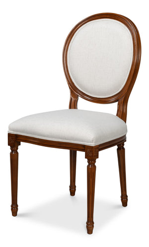 Sarreid Hugo Oval Side Chair Set Of 2 - Elegant Old World Walnut With Performance Cream For Luxurious Comfort Brown  54178
