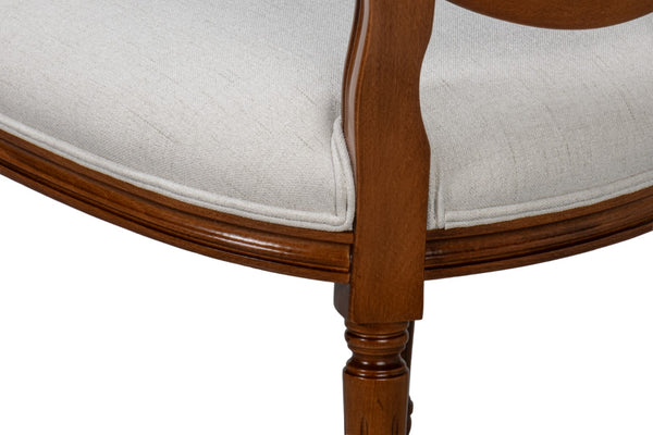 Sarreid Hugo Oval Side Chair Set Of 2 - Elegant Old World Walnut With Performance Cream For Luxurious Comfort Brown  54178