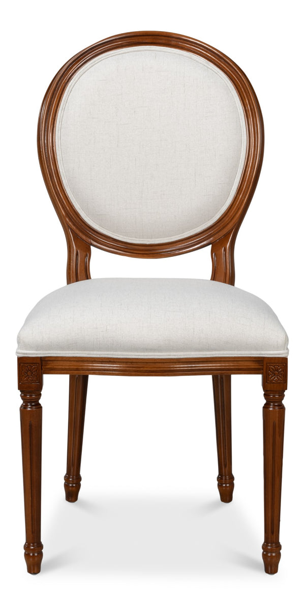 Sarreid Hugo Oval Side Chair Set Of 2 - Elegant Old World Walnut With Performance Cream For Luxurious Comfort Brown  54178