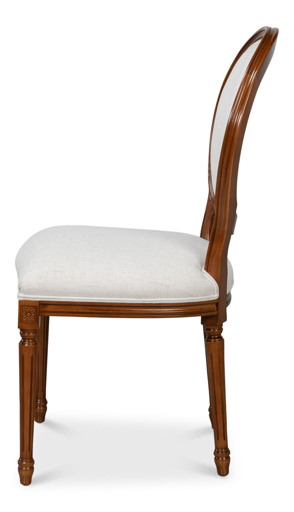 Sarreid Hugo Oval Side Chair Set Of 2 - Elegant Old World Walnut With Performance Cream For Luxurious Comfort Brown  54178
