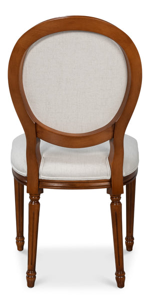 Sarreid Hugo Oval Side Chair Set Of 2 - Elegant Old World Walnut With Performance Cream For Luxurious Comfort Brown  54178