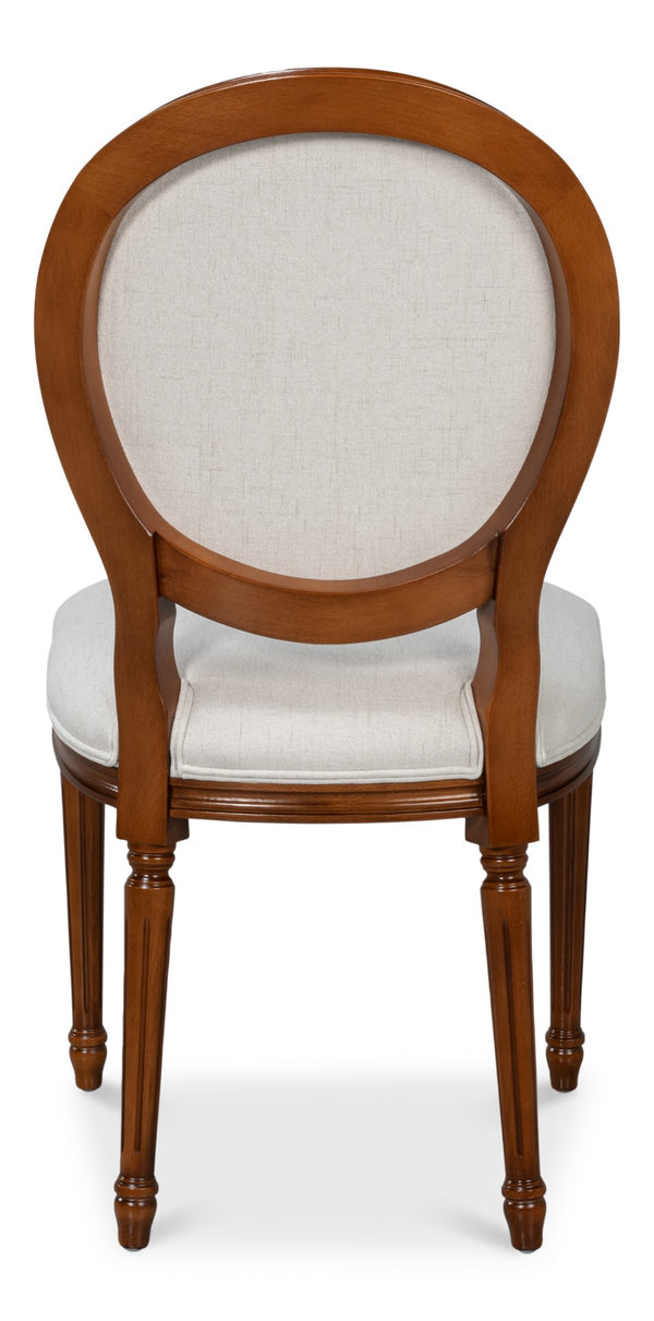 Sarreid Hugo Oval Side Chair Set Of 2 - Elegant Old World Walnut With Performance Cream For Luxurious Comfort Brown  54178