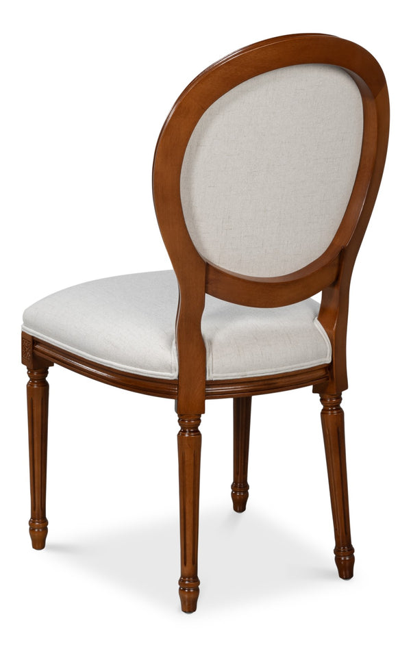 Sarreid Hugo Oval Side Chair Set Of 2 - Elegant Old World Walnut With Performance Cream For Luxurious Comfort Brown  54178