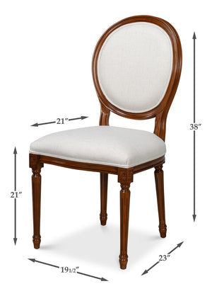 Sarreid Hugo Oval Side Chair Set Of 2 - Elegant Old World Walnut With Performance Cream For Luxurious Comfort Brown  54178