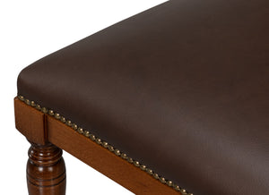 Sarreid Camile Leather Side Chair Set Of 2 - Stylish Brown Sierra Leather With Old World Walnut Finish Brown  54179