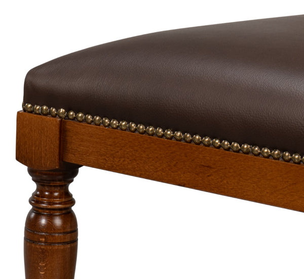 Sarreid Camile Leather Side Chair Set Of 2 - Stylish Brown Sierra Leather With Old World Walnut Finish Brown  54179