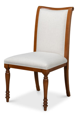 Sarreid Polk Fabric Side Chair Set Of 2 - Stylish Brown & Cream Design With Old World Walnut Finish Brown  54180