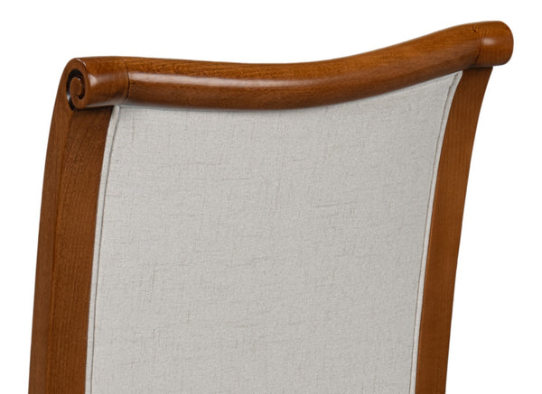 Sarreid Polk Fabric Side Chair Set Of 2 - Stylish Brown & Cream Design With Old World Walnut Finish Brown  54180