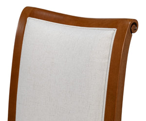 Sarreid Polk Fabric Side Chair Set Of 2 - Stylish Brown & Cream Design With Old World Walnut Finish Brown  54180