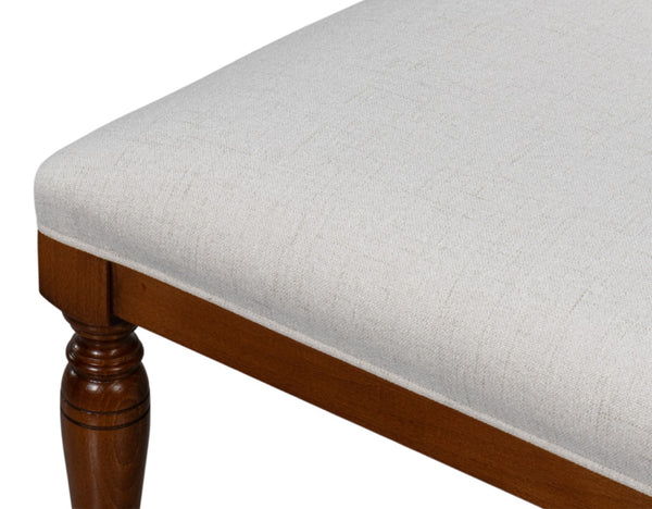 Sarreid Polk Fabric Side Chair Set Of 2 - Stylish Brown & Cream Design With Old World Walnut Finish Brown  54180