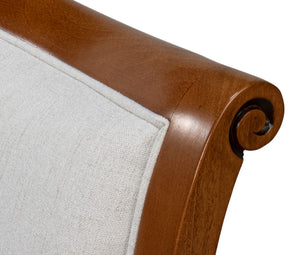 Sarreid Polk Fabric Side Chair Set Of 2 - Stylish Brown & Cream Design With Old World Walnut Finish Brown  54180