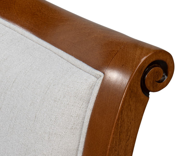 Sarreid Polk Fabric Side Chair Set Of 2 - Stylish Brown & Cream Design With Old World Walnut Finish Brown  54180