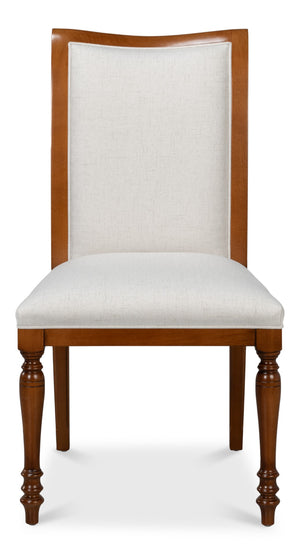 Sarreid Polk Fabric Side Chair Set Of 2 - Stylish Brown & Cream Design With Old World Walnut Finish Brown  54180