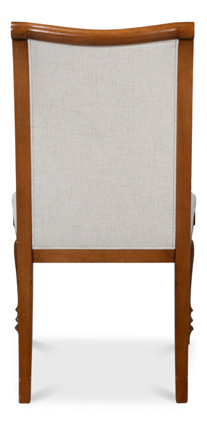 Sarreid Polk Fabric Side Chair Set Of 2 - Stylish Brown & Cream Design With Old World Walnut Finish Brown  54180