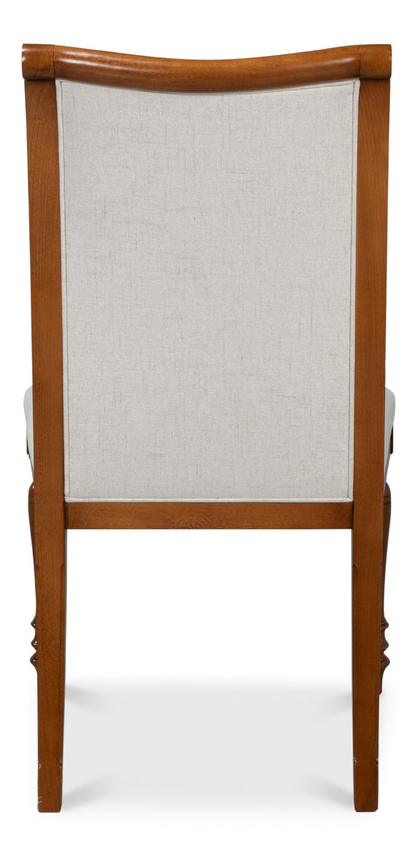 Sarreid Polk Fabric Side Chair Set Of 2 - Stylish Brown & Cream Design With Old World Walnut Finish Brown  54180