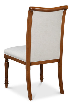 Sarreid Polk Fabric Side Chair Set Of 2 - Stylish Brown & Cream Design With Old World Walnut Finish Brown  54180
