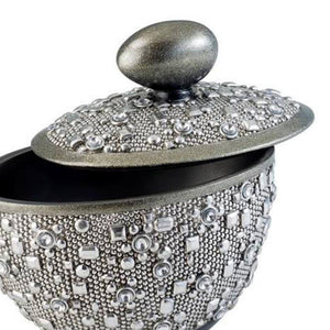 English Elm 8" Tall Polyresin Decorative Jewelry Box In Silver - Stylish Egg-Shaped Handle For Elegant Storage B072116361