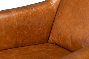 Sarreid Vandike Arm Chair In Cuba Brown Leather With Elegant Gold Nailhead Trim For Stylish Interiors Brown  54186