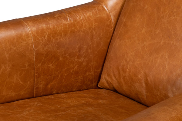 Sarreid Vandike Arm Chair In Cuba Brown Leather With Elegant Gold Nailhead Trim For Stylish Interiors Brown  54186