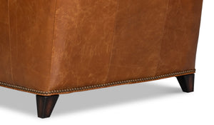 Sarreid Vandike Arm Chair In Cuba Brown Leather With Elegant Gold Nailhead Trim For Stylish Interiors Brown  54186