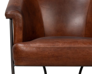 Sarreid Nagel Distilled Leather Chair In Newark Brown - Elegant Iron Frame For Modern Living Spaces Brown  54187