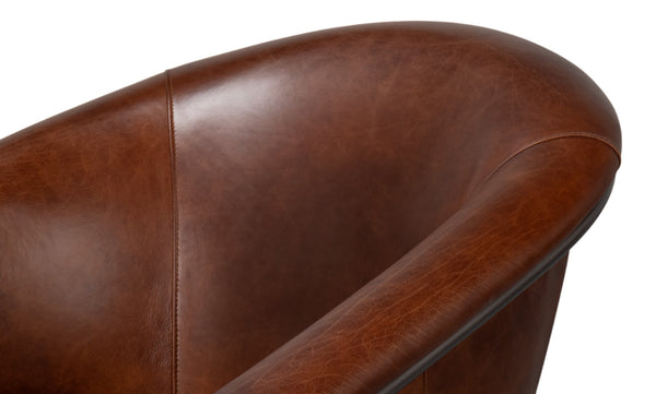 Sarreid Nagel Distilled Leather Chair In Newark Brown - Elegant Iron Frame For Modern Living Spaces Brown  54187