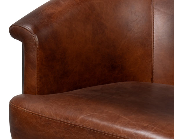 Sarreid Nagel Distilled Leather Chair In Newark Brown - Elegant Iron Frame For Modern Living Spaces Brown  54187