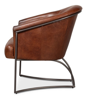 Sarreid Nagel Distilled Leather Chair In Newark Brown - Elegant Iron Frame For Modern Living Spaces Brown  54187