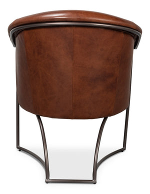 Sarreid Nagel Distilled Leather Chair In Newark Brown - Elegant Iron Frame For Modern Living Spaces Brown  54187