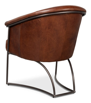 Sarreid Nagel Distilled Leather Chair In Newark Brown - Elegant Iron Frame For Modern Living Spaces Brown  54187