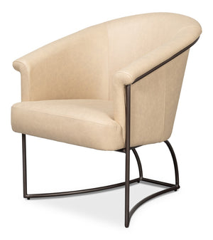 Sarreid Nagel Distilled Leather Chair In Cappuccino White - Modern Iron Frame For Stylish Home Décor White  54188