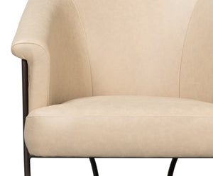 Sarreid Nagel Distilled Leather Chair In Cappuccino White - Modern Iron Frame For Stylish Home Décor White  54188