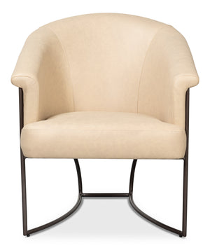 Sarreid Nagel Distilled Leather Chair In Cappuccino White - Modern Iron Frame For Stylish Home Décor White  54188
