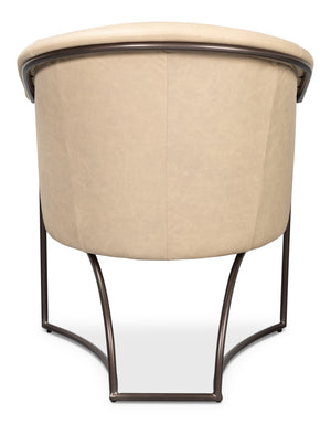 Sarreid Nagel Distilled Leather Chair In Cappuccino White - Modern Iron Frame For Stylish Home Décor White  54188